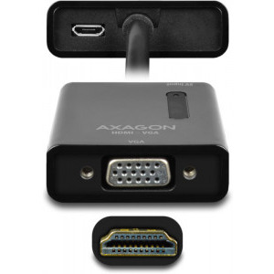 AXAGON 1x HDMI 1.4b Male - 1x VGA Female + 1x microUSB Female