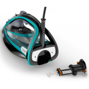 Tefal Fier de calcat Ultimate Pure FV9844E0, 3200 W, Talpa Durilium AirGlide Autoclean, jet de aburi 250gr/min, Micro-Calc Filter 2in1, Negru/Bleu, 60g/min, Negru-Albastru