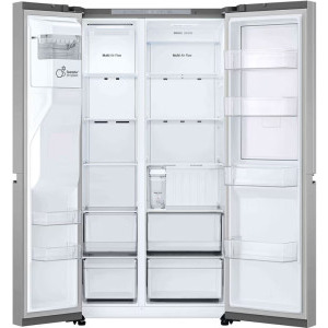 LG GSJ41PYPE, 641 L, Clasa E, No Frost, Smart Inverter, LinearCooling, Smart Diagnosis, Dozator apa & gheata, Control electronic, 179 cm, Argintiu