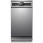 Masina de spalat vase Heinner HDW-FSM45710AXD+++, Slim, 10 seturi, 7 programe, Clasa D, Dual Zone, Flexible Space, AquaStop, Deschidere automata usa, 45 cm, Argintiu