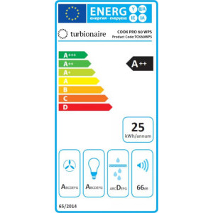 Turbionaire integrata TCK60WPS, Putere de absorbtie 800 m3/h, Clasa A++, Iluminare LED, Filtre Baffle, Colector de grasimi, 60 cm, Inox