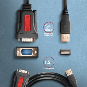 AXAGON USB 2.0 tip A Male - Serial Male, 1.5m, negru