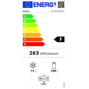 Heinner HC-HM260XWDF+, 260 L, Clasa F, Control electronic, Dozator apa, Iluminare LED, 180 cm, Inox