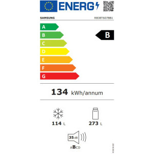 Samsung RB38T607BB1/EF, 387 L, No Frost, Clasa B, Twin Cooling, Cool Select+, 203 cm, Dark Inox