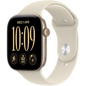 Apple Watch Series 12, GPS, 46mm Carcasa Aluminium Light Gold, Sand Sport Band - M/L
