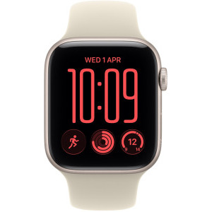 Apple Watch SE 3 (2025), GPS, 40mm Aluminium Starlight cu Sand Sport Band - S/M