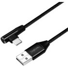 Cablu de date / adaptor Logilink USB Male la USB-C Male, unghi 90°, 1 m, Black, amperaj maxim suportat 3A