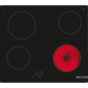 Plita incorporabila Bosch PKE61RAA2E, Vitroceramica, 4 zone de gatit, TouchSelect, HighSpeed, 60 cm, Negru