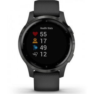 Garmin Vivoactive 4S, negru, curea silicon negru, GPS + HR