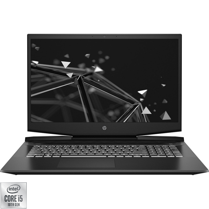 Laptop HP Gaming 17.3'' Pavilion 17-cd1004nq, FHD IPS, Procesor Intel® Core™ i5-10300H (8M Cache, up to 4.50 GHz), 8GB DDR4, 512GB SSD, GeForce GTX 1650 Ti 4GB, Free DOS, Shadow Black