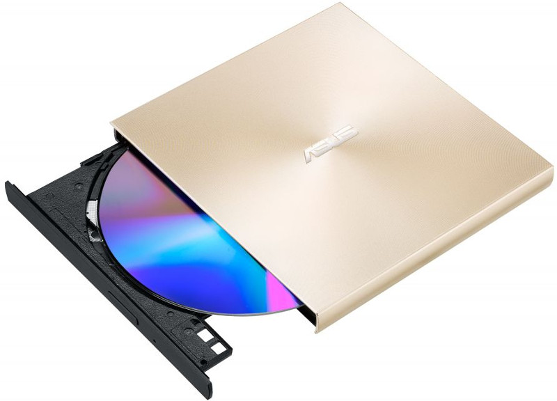 Unitate optica notebook ASUS ZenDrive U9M, DVD writer extern 8X, ultra-sub?ire 13.9mm, suport M-DISC, compatibil cu USB tip C ?i tip A pentru Windows ?i Mac OS, Nero BackItUp, E-Green, Auriu