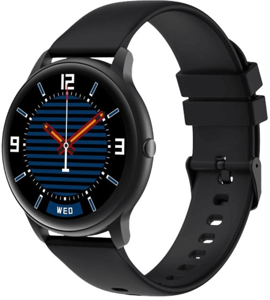 SmartWatch Xiaomi Imilab, aluminiu negru, curea silicon negru, 45mm, Rezistent la apa, Bluetooth, Full Touch, Ultralight 54g, Autonomie pana la 30 zile, Monitorizare ritm cardiac