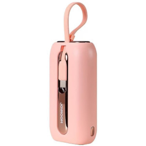 Baterie externa Joyroom 10000 mAh, 1x USB-C, 22.5 W, Cablu USB-C & Lightning integrat, Pink
