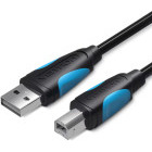 Cablu periferice Vention VAS-A16-B150, USB tip A 2.0 Male la USB tip B 2.0 Male, 1.5 m, Negru