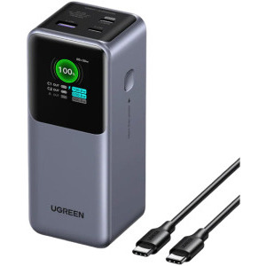 Ugreen PB721, 20000 mAh, 1x USB, 2x USB-C, 130 W, Display, Grey