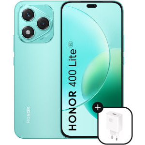 Smartphone Honor 400 Lite, 256GB, 8GB RAM, Dual SIM, 5G, Tri-Camera, Marrs Green + incarcator HONOR SuperCharge 66W