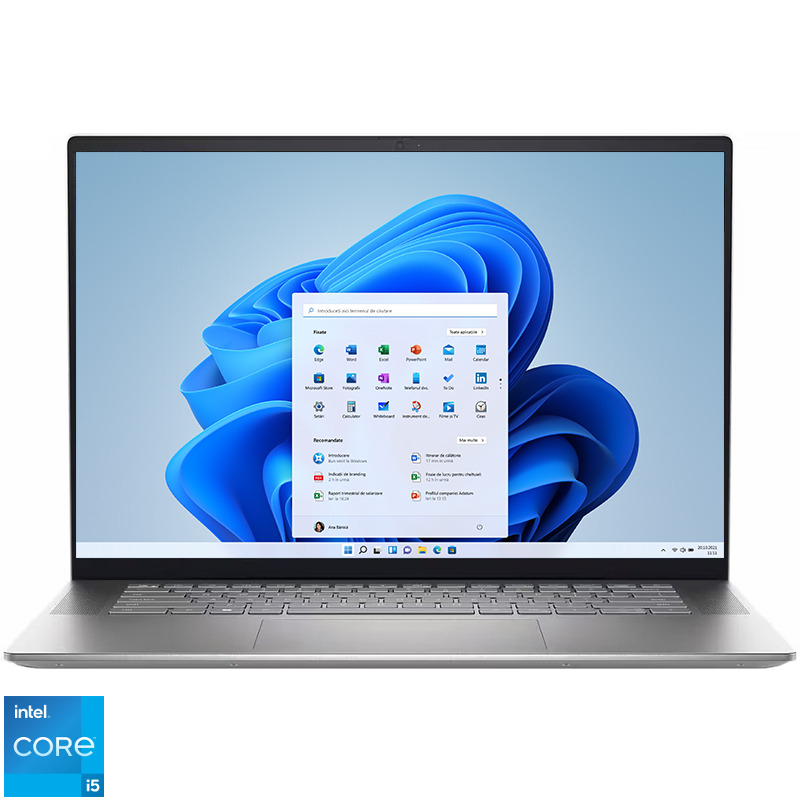 Laptop DELL 16'' Inspiron 5620, FHD+, Procesor Intel® Core™ i5-1235U (12M Cache, up to 4.40 GHz, with IPU), 16GB DDR4, 512GB SSD, Intel Iris Xe, Win 11 Pro, Platinum Silver, 3Yr CIS