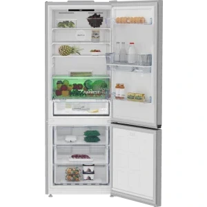 Beko B3RCNE564HDXB1, 490 L, Clasa E, No Frost, HarvestFresh, AeroFlow, Dozator apa, Control electronic, 192 cm, Metal Look