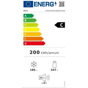 Beko GNO5324XPN, 532 L, Clasa C, No Frost, ProSmart Inverter, Control electronic, 177 cm, Inox