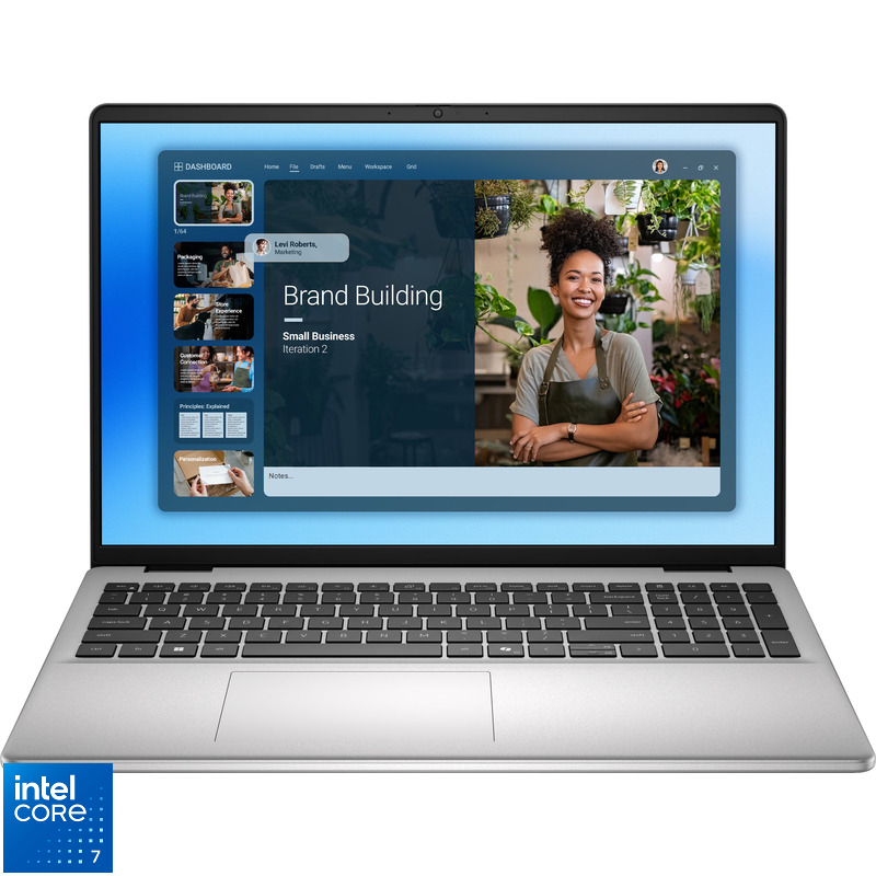 Laptop DELL 16'' DC16251, FHD+, Procesor Intel® Core™ 7 150U (12M Cache, up to 5.40 GHz), 32GB DDR5, 1TB SSD, Intel Graphics, Linux, Platinum Silver, 3Yr ProSupport