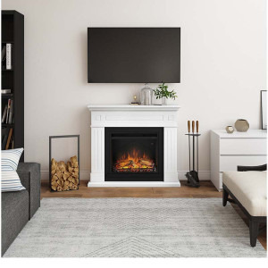TAGU Semineu Larsen Pure White cu Focar Electric PowerFlame, 23 inch, FM462-WH1 + 23PF1A