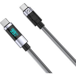 Cablu de date / adaptor Orico LDC2C cu display, USB-C Male la USB-C Male, 1.5 m, Black, amperaj maxim suportat 5A