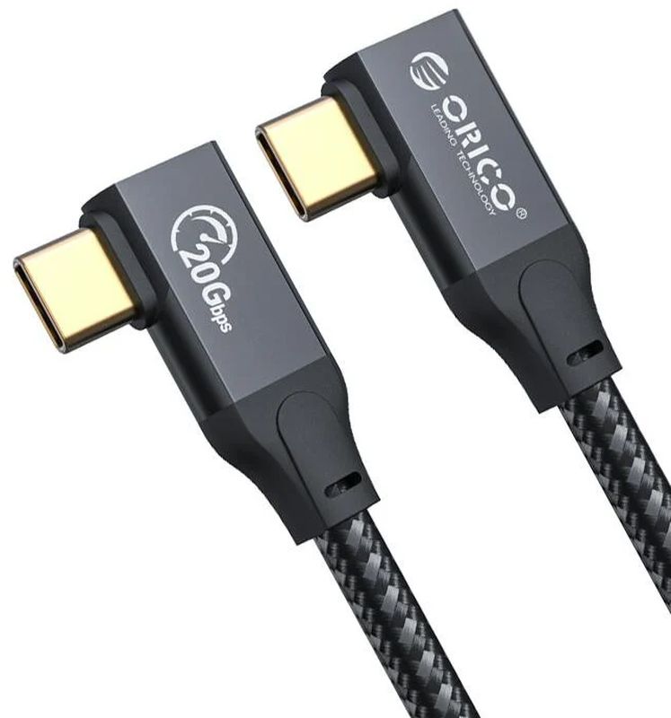 Cablu de date / adaptor Orico CSL32, USB-C Male la USB-C Male unghi 90° 1 m, Black