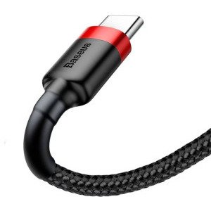 Baseus Cafule CATKLF-A91, USB Male la USB-C Male, 0.5 m, Black/Red, amperaj maxim suportat 3A