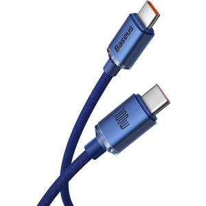 Baseus Crystal Shine Series CAJY000603, USB-C Male la USB-C Male, 100W, 1.2 m, Blue