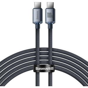 Cablu de date / adaptor Baseus Crystal Shine, USB-C Male la USB-C Male, 100W, 2 m, Black
