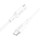 Cablu de date / adaptor Borofone BX70, USB-C Male la USB-C Male, 60W, 1 m, White, amperaj maxim suportat 3A