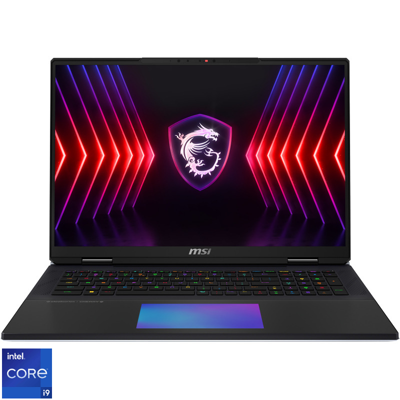 Laptop MSI Gaming 18'' Titan 18 HX A14VIG, UHD+ 120Hz, Procesor Intel® Core™ i9 14900HX (36M Cache, up to 5.80 GHz), 64GB DDR5, 2TB SSD, GeForce RTX 4090 16GB, Win 11 Pro, Core Black