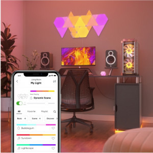 Nanoleaf Starter Kit Shapes Triangles, Wi-Fi, LED, RGB compatibil Apple HomeKit, Google Assistant, 9 panouri