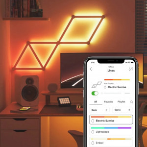 Nanoleaf Starter Kit Lines, Wi-Fi, LED, RGB compatibil Apple HomeKit, Google Assistant, 9 bucati