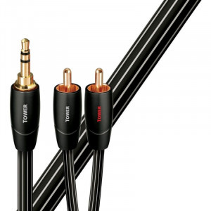 Audioquest Tower, Jack 3.5 mm Male - 2x RCA Male, 3m, negru-alb