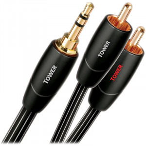 Audioquest Tower, Jack 3.5 mm Male - 2x RCA Male, 2m, negru-alb