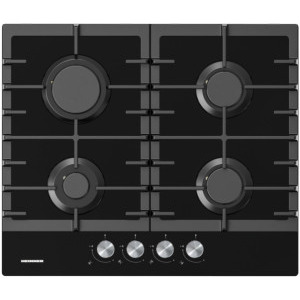 Plita incorporabila Heinner HBH-M421IRFGBK, Gaz, 4 arzatoare, Aprindere electrica integrata, Sistem de siguranta, 60 cm, Negru