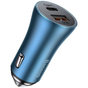 Baseus Golden Contactor, 1x USB, 1x USB-C, 40W, Blue + cablu Lightning