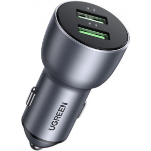Incarcator auto Ugreen CD213, 2x USB, 36 W, Argintiu