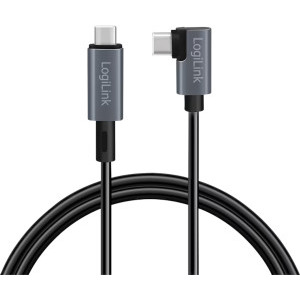 Logilink CU0183, USB-C Male la USB-C Male, Angled, 100 W, 2 m, Black