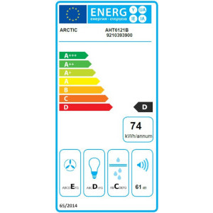 Arctic telescopica AHT6121B, Putere de absorbtie 260 m3/h, Control mecanic, Clasa D, 60 cm, Negru
