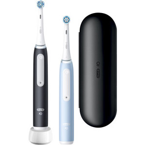 Oral-B Set 2x Periute de dinti electrice iO3 Negru & Albastru + Trusa de calatorie