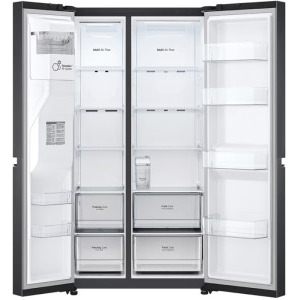 LG GSLV71MCTD, 635 L, Clasa D, Total No Frost, DoorCooling+, LinearCooling, Multi-Airflow, Inverter, Dozator apa & gheata, 179 cm, Negru