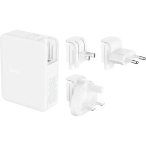 Belkin Gan 140W 3x USB-C, 1x USB, White + adaptoare UK/EU/US