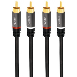 Logilink CA1206 2x RCA Male - 2x RCA Male, 3 m, Negru