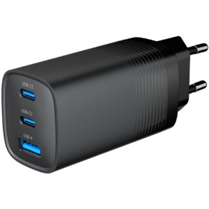 Incarcator retea Gembird TA-UC-PDQC65-01-BK, 2x USB-C, 1x USB, Quick Charge 67 W, GaN, Black