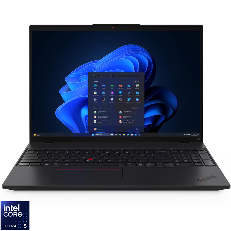 Laptop Lenovo 16'' ThinkPad L16 Gen 2, WUXGA IPS, Procesor Intel® Core™ Ultra 5 225U (12M Cache, up to 4.80 GHz), 32GB DDR5, 512GB SSD, Intel Graphics, Win 11 Pro, Black