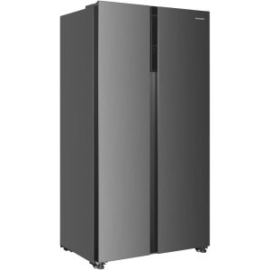 Heinner HSBS-HM532NFXE++, 532 L, Clasa E, Full No Frost, Inverter, Display LED, Iluminare LED, 177 cm, Inox