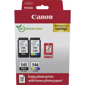 Canon Cartus PG-545 + CL-546 + Hartie foto GP-501 50 de coli Value Pack