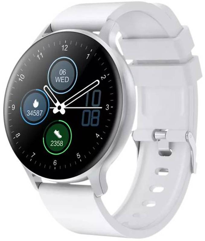 SmartWatch Canyon Badian alb, curea silicon alb